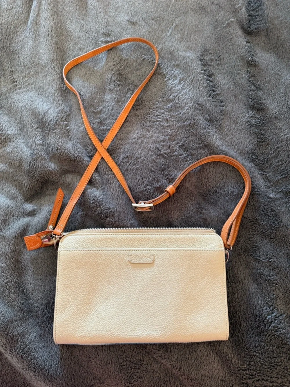 Brighton Canvas Stripe Crossbody with Anchor Patch - Blue & Tan - Picture 2 of 15